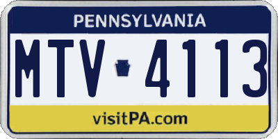 PA license plate MTV4113