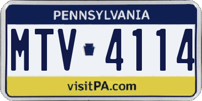 PA license plate MTV4114