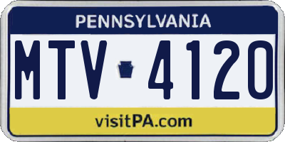 PA license plate MTV4120