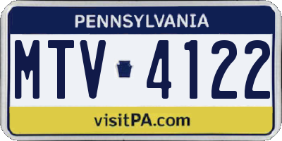 PA license plate MTV4122