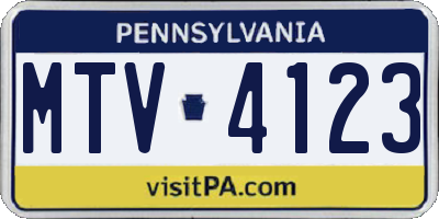 PA license plate MTV4123