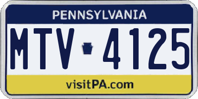 PA license plate MTV4125