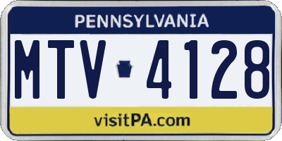 PA license plate MTV4128