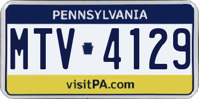 PA license plate MTV4129
