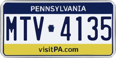 PA license plate MTV4135