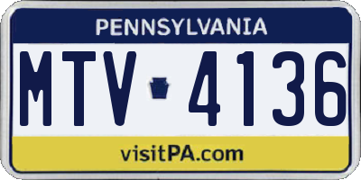 PA license plate MTV4136