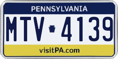 PA license plate MTV4139
