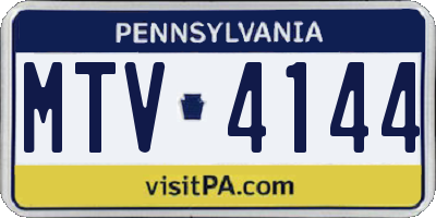 PA license plate MTV4144