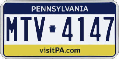 PA license plate MTV4147