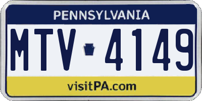 PA license plate MTV4149