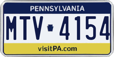 PA license plate MTV4154
