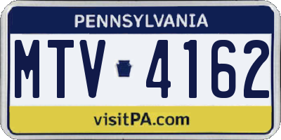 PA license plate MTV4162