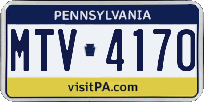 PA license plate MTV4170