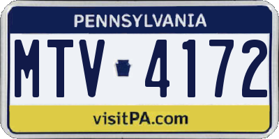 PA license plate MTV4172