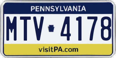 PA license plate MTV4178