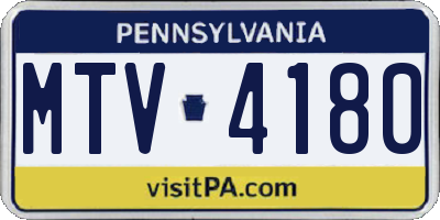 PA license plate MTV4180