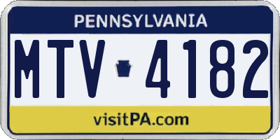 PA license plate MTV4182