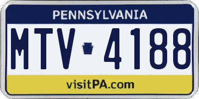 PA license plate MTV4188