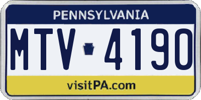 PA license plate MTV4190