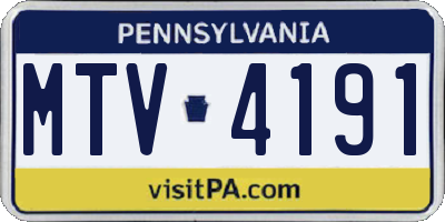 PA license plate MTV4191