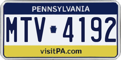 PA license plate MTV4192