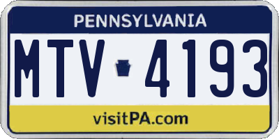 PA license plate MTV4193