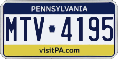 PA license plate MTV4195