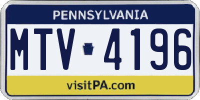 PA license plate MTV4196