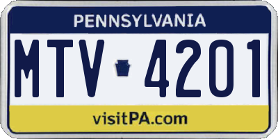 PA license plate MTV4201