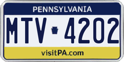 PA license plate MTV4202
