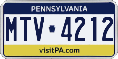 PA license plate MTV4212
