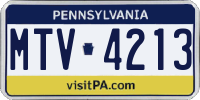 PA license plate MTV4213