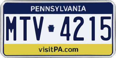 PA license plate MTV4215