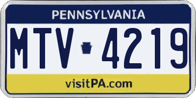 PA license plate MTV4219