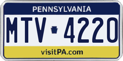 PA license plate MTV4220