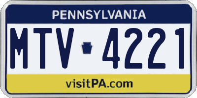 PA license plate MTV4221
