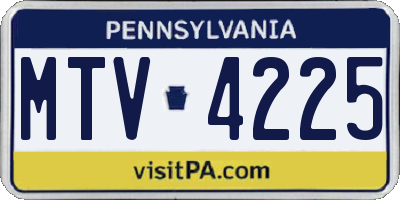 PA license plate MTV4225