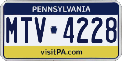 PA license plate MTV4228