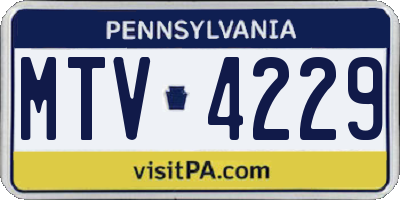 PA license plate MTV4229
