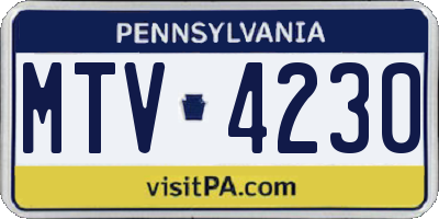 PA license plate MTV4230