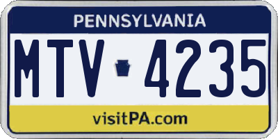 PA license plate MTV4235