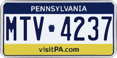 PA license plate MTV4237