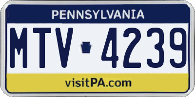 PA license plate MTV4239