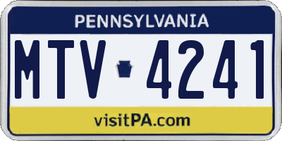 PA license plate MTV4241