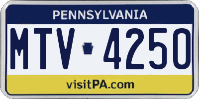 PA license plate MTV4250