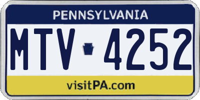 PA license plate MTV4252
