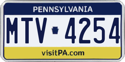 PA license plate MTV4254