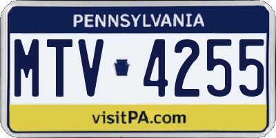 PA license plate MTV4255