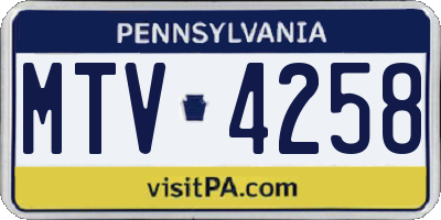 PA license plate MTV4258