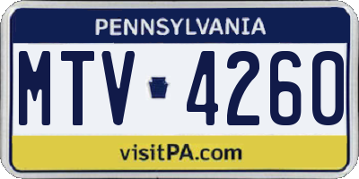 PA license plate MTV4260